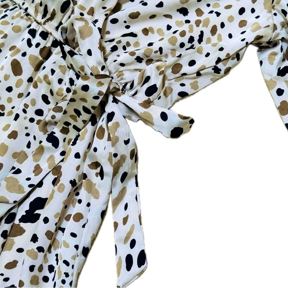 🐆 GILLI Leopard Print Tiered Dress | Tan Brown Cream | Sz L | Flowy, Feminine - Picture 3 of 6